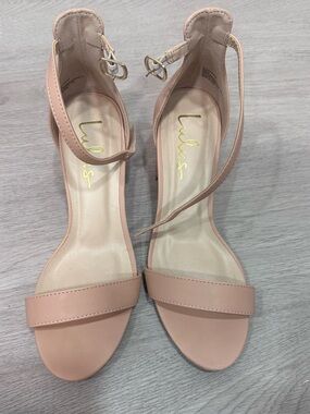 Lulu's Nude Blush Ankle-Strap Dress Heels